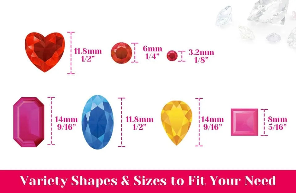 Self-Adhesive Rhinestone Stickers for DIY Crafts, 658Pcs 14 Sheets, Assorted Shapes & Colors