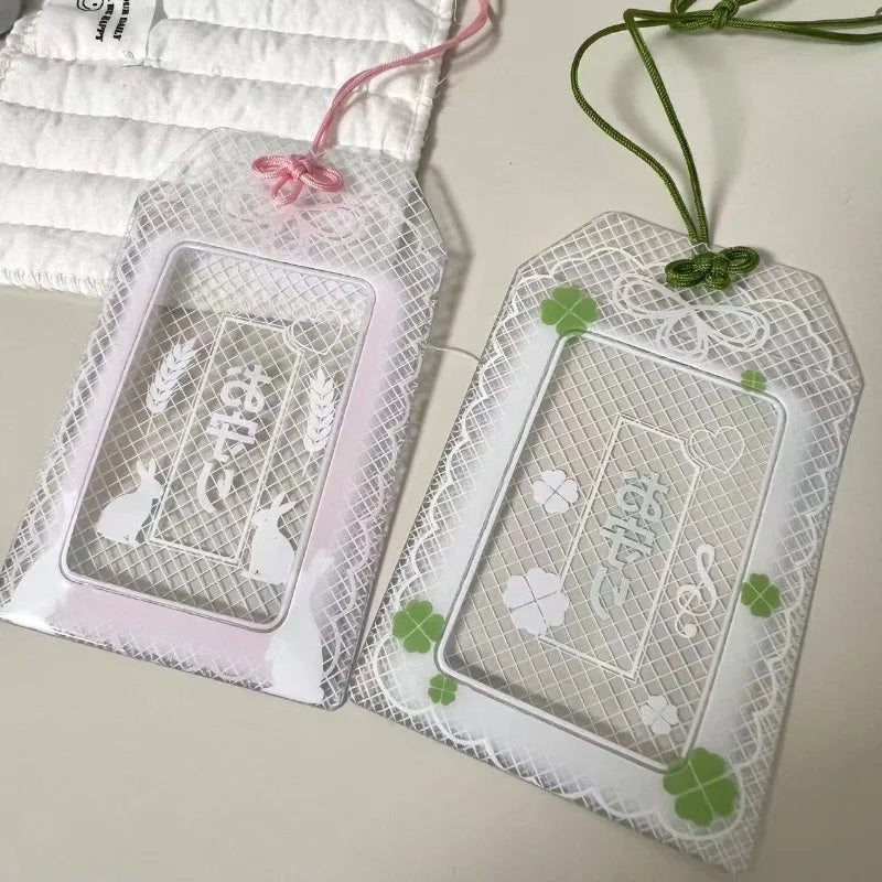 Sakura PVC Card Sleeve Thickened 3 Inch Photocard Holder Meal Card Storage Keychain Pendant