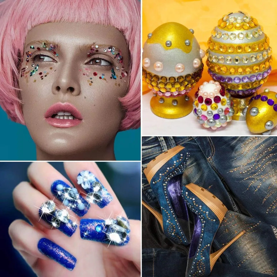 Self-Adhesive Rhinestone Stickers for DIY Crafts, 658Pcs 14 Sheets, Assorted Shapes & Colors