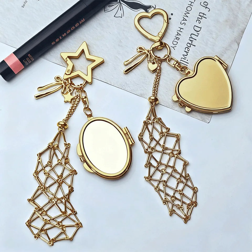 Design Stainless Steel Metal Net Pocket Interchangeable Lipstick Bag Pendant Keychain Keyring Key Chain Charms Accessories Y2K