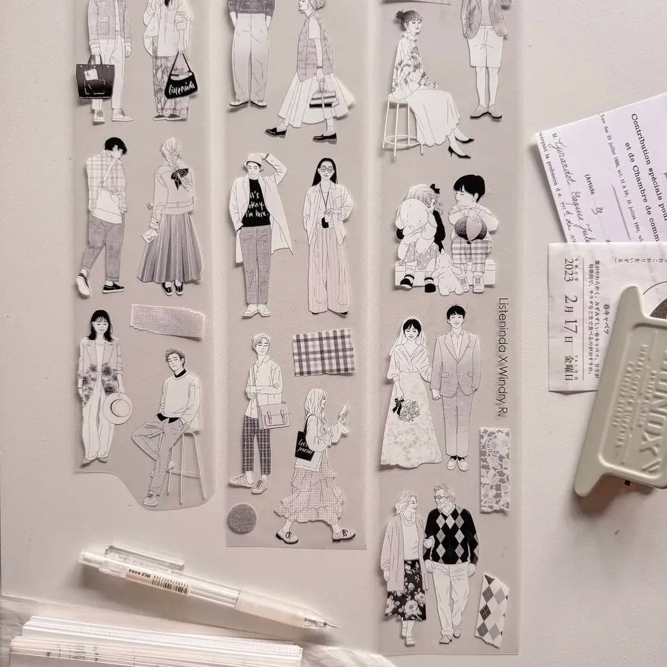 Listenida x Windry Mori Monoch Romantic Girl Washi PET Tape for Planner Card Making DIY Scrapbooking Plan Decorative Sticker