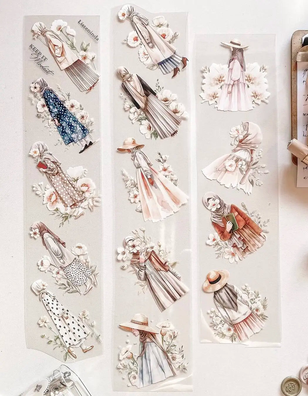 Listenida x Windry Mori Monoch Romantic Girl Washi PET Tape for Planner Card Making DIY Scrapbooking Plan Decorative Sticker