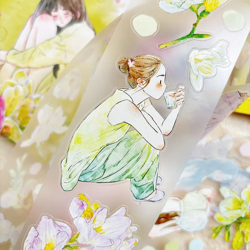 DingDing Studio Vintage Appearance Girl A55 Washi Paper Tape for Card Making DIY Scrapbooking Plan Decorative Sticker