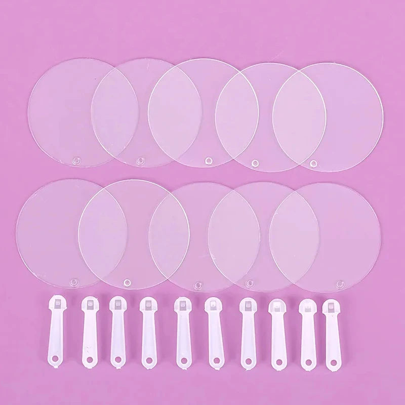 50Pcs 5cm Cute Mini Transparent Blank Fan Child Kids DIY Art Fan Wedding Birthday Party Favors Girlfriend Boyfriend Ideas Gift