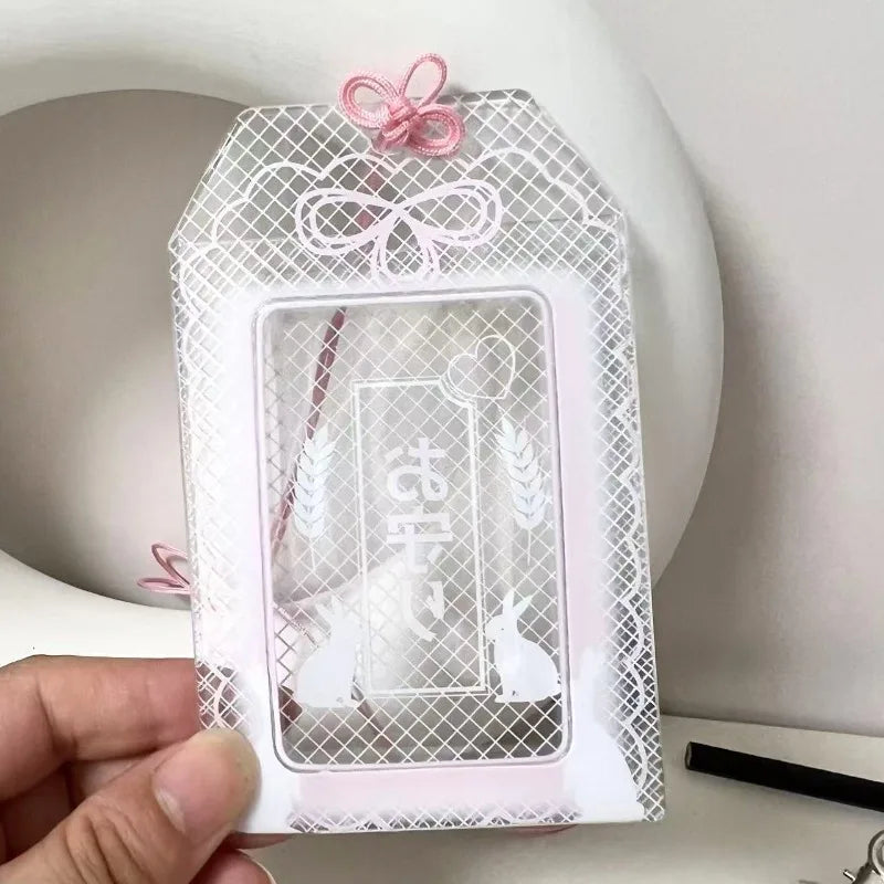 Sakura PVC Card Sleeve Thickened 3 Inch Photocard Holder Meal Card Storage Keychain Pendant